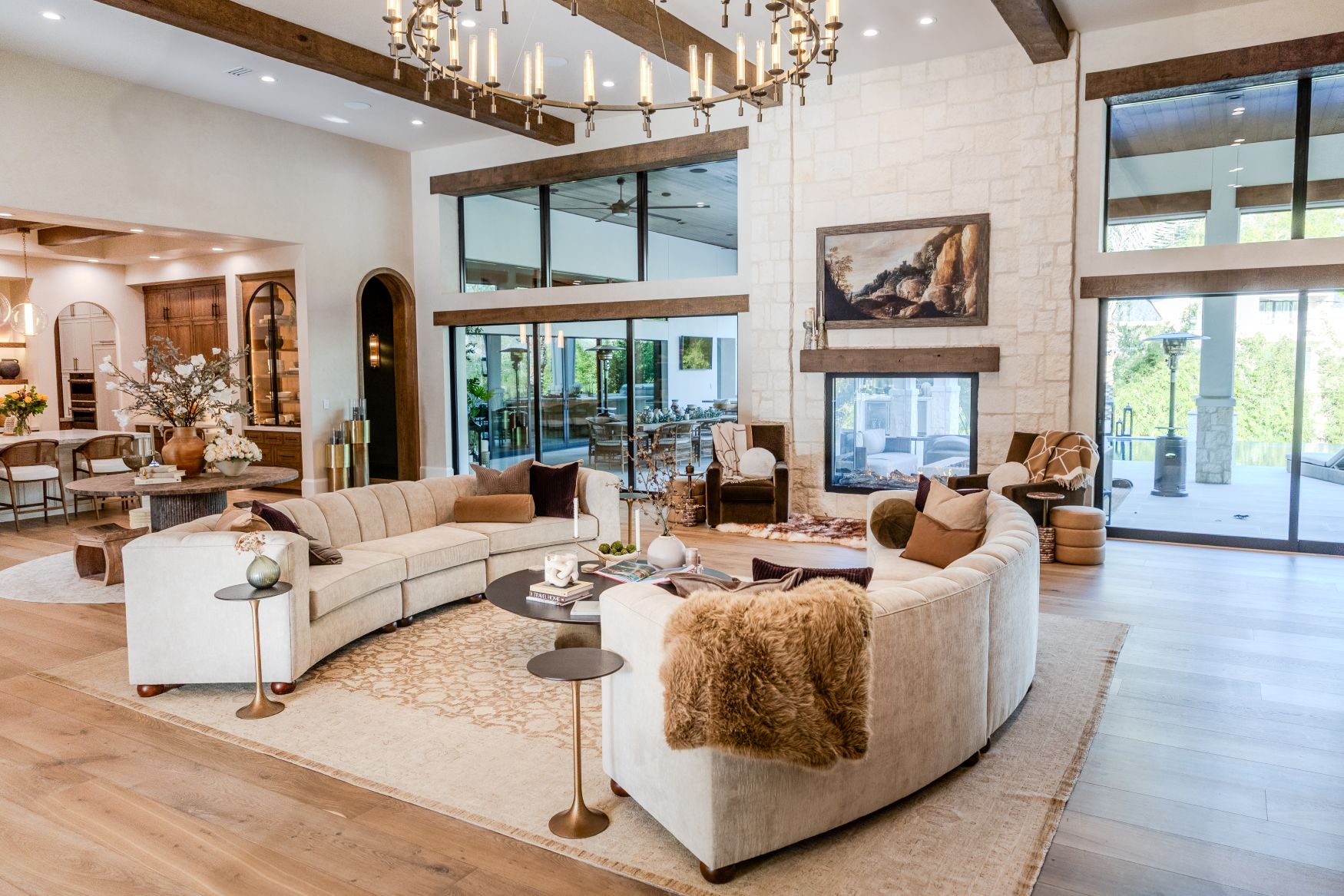 Custom Galleria 3-Piece Curved Sofa in Luxury Velvet Upholstery
